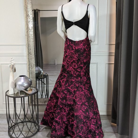 Pink and Black Formal Evening Prom Dress Gown - Picture 2 of 4